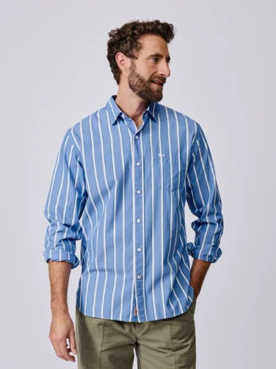Aubin Gladstone Poplin Button-down Shirt In Blue
