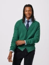Aubin Leonard Wool Cable Sweater Cardigan In Green