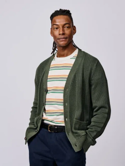 Aubin Lister Stitch Detail Cardigan In Green