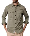 Aubin Long Sleeve Cole Twill Overshirt In Green