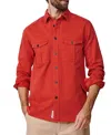 Aubin Long Sleeve Cole Twill Overshirt In Red