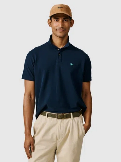 Aubin Lusby Short Sleeve Pique Polo Shirt In Blue
