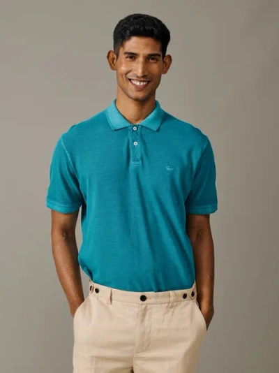 Aubin Lusby Short Sleeve Pique Polo Shirt In Blue