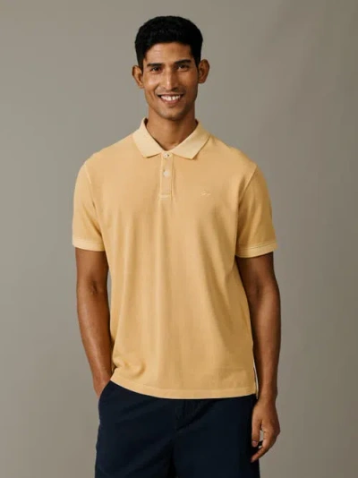 Aubin Lusby Short Sleeve Pique Polo Shirt In Yellow