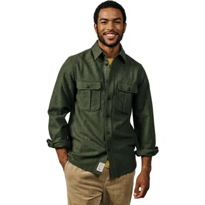 Aubin Lysaghts Wool Overshirt In Dark Khaki