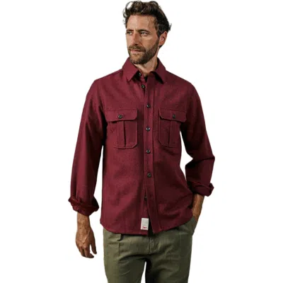 Aubin Lysaghts Wool Overshirt In Oxblood