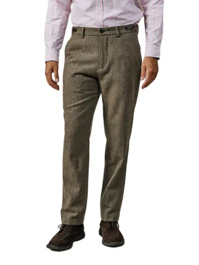 Aubin Marlborough Wool Suit Pants In Green Herringbone