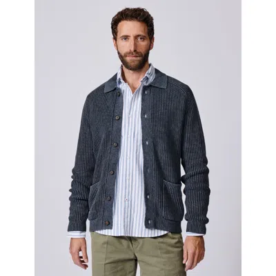 Aubin Martin Long Sleeve Collared Cardigan In Blue