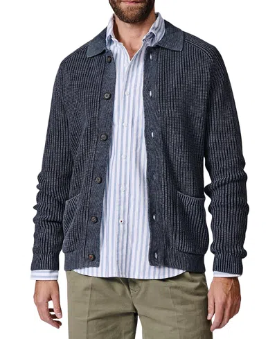 Aubin Martin Long Sleeve Collared Cardigan In Blue