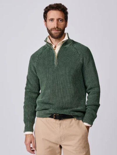 Aubin Martin Zip Neck Long Sleeve Jumper In Green
