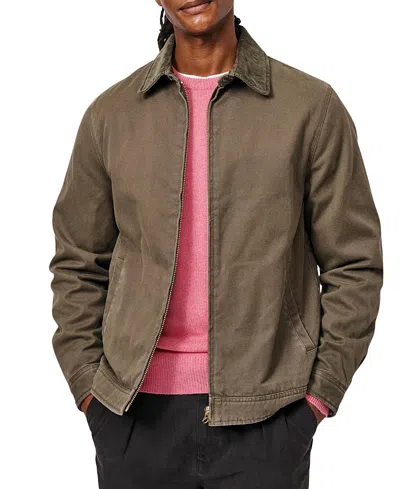 Aubin Newland Canvas Harrington Utility Jacket In Brown