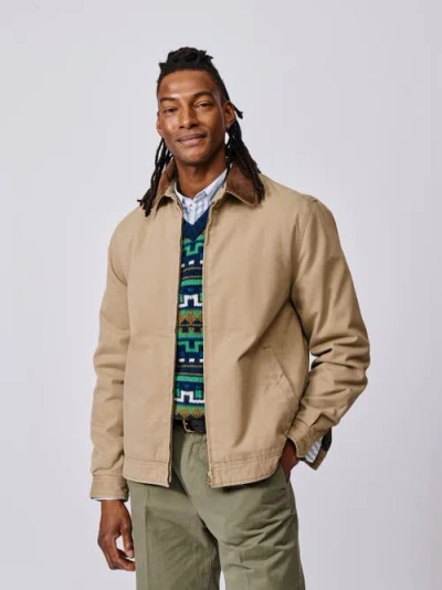 Aubin Newland Canvas Harrington Utility Jacket In Neutral
