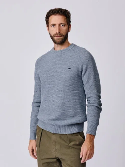 Aubin Norton Textured Crew Neck Jumper In Blue