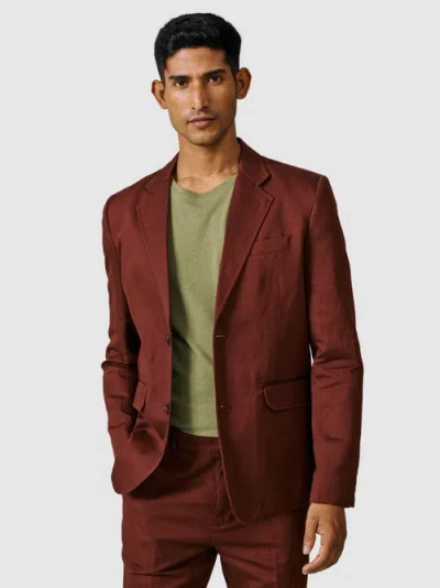 Aubin Pasmore Tailored Linen Blend Blazer In Burgundy