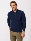 Aubin Pepper Lambswool Zip Neck Sweater In Blue