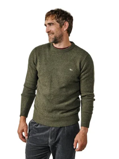 Aubin Phillips Lambswool Crew Neck Sweater In Dark Khaki