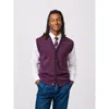 Aubin Portman 100% Wool Waistcoat In Purple