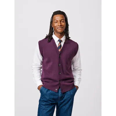 Aubin Portman 100% Wool Waistcoat In Purple