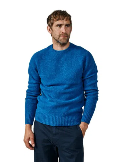 Aubin Prestwick Shetland Crew Neck Sweater In Cobalt