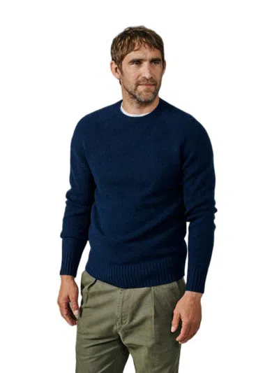 Aubin Prestwick Shetland Crew Neck Sweater In Navy