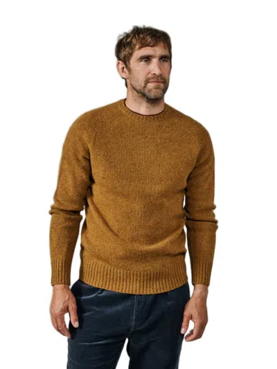 Aubin Prestwick Shetland Crew Neck Sweater In Tan