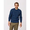 Aubin Ray Fisherman Rib Crew Neck Sweater In Blue