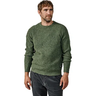 Aubin Ray Fisherman Rib Crew Neck Sweater In Khaki Mix