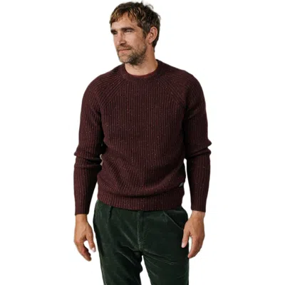 Aubin Ray Fisherman Rib Crew Neck Sweater In Port Mix