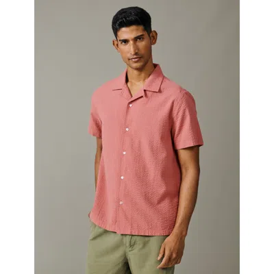 Aubin Seersucker Linen Short Sleeve Shirt In Pink
