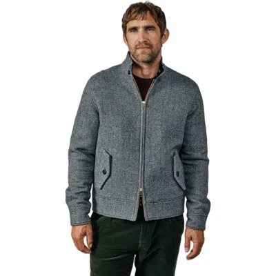 Aubin Sturton Wool Harrington Jacket In Grey Herringbone