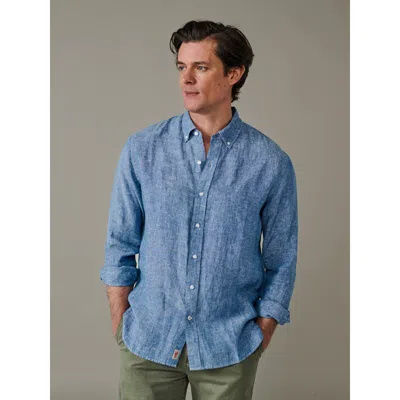 Aubin Worlaby Linen Long Sleeve Shirt In Blue