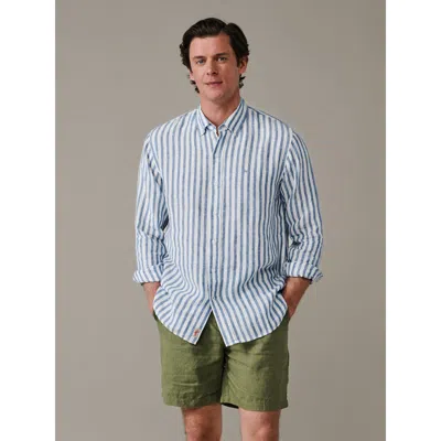 Aubin Worlaby Linen Long Sleeve Shirt In Blue