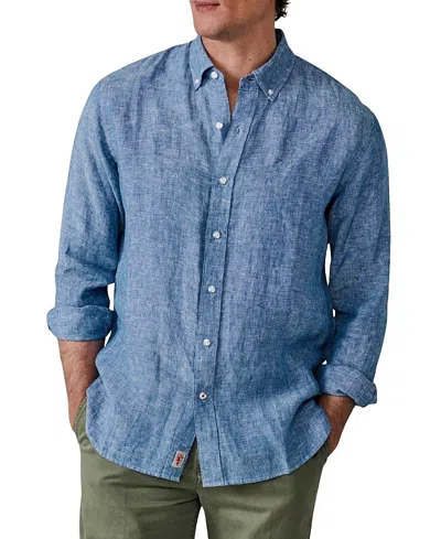 Aubin Worlaby Linen Long Sleeve Shirt In Blue