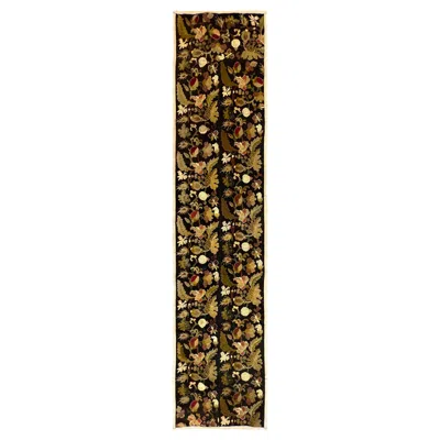 Pre-owned Aubusson Manufacture French Petit Point Tapestry / Hallway French Carpet - 227x0.53 - No. 666 In Brown