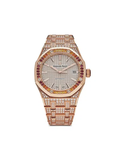 Pre-owned Audemars Piguet 2021 18k Rose Gold Royal Oak Multi-stone 37mm In 银色