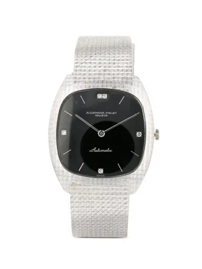 Pre-owned Audemars Piguet 18k White Gold Diamond 32mm Watch In Black