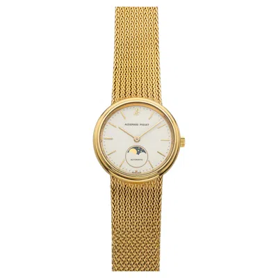 Pre-owned Audemars Piguet 1980s  Ultra Thin Moonphase 18k Yg White Dial Auto 33 Mm