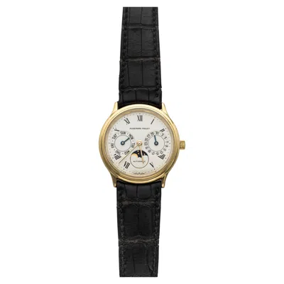 Pre-owned Audemars Piguet 1991  Day Date Moonphase 25589ba 18k Yg White Dial Auto 33 Mm