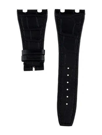 Pre-owned Audemars Piguet 28mm Royal Oak Black Alligator Strap Strap
