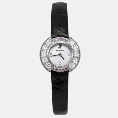 Pre-owned Audemars Piguet 67366bc.y.0065ra.01 White 18k White Gold Diamond Women Wristwatch 21.5mm