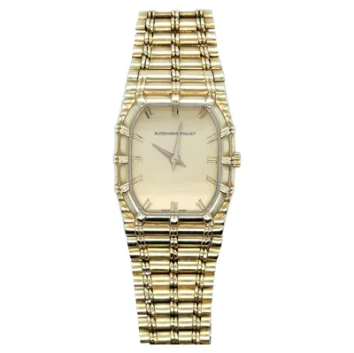 Pre-owned Audemars Piguet Bamboo 18k Yellow Gold 1980's Quartz Bracelet Watch