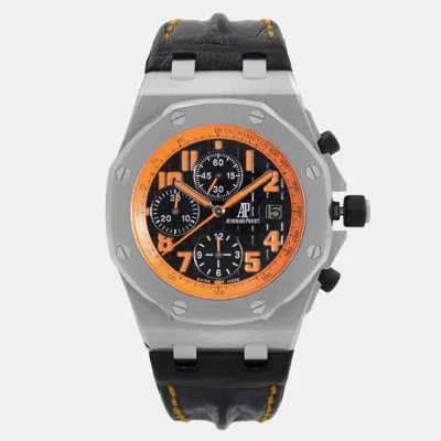 Pre-owned Audemars Piguet Black Stainless Steel Royal Oak Offshore Automatic Men's Wristwatch 42 Mm