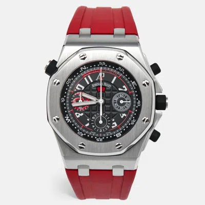 Pre-owned Audemars Piguet Black Stainless Steel Rubber Royal Oak Offshore 26040st.00.d002ca.01 Men's Wristwatch 44 Mm