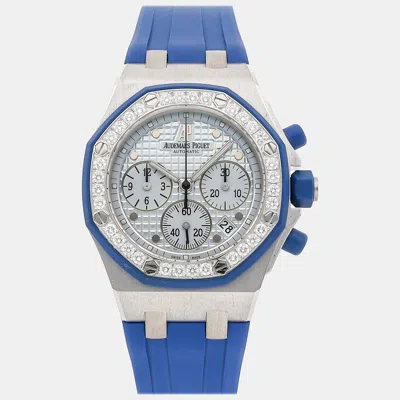 Pre-owned Audemars Piguet Blue 18k White Gold Royal Oak Offshore 25986ck.zz.d020ca.02 Automatic Men's Wristwatch 37 Mm