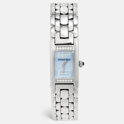 Pre-owned Audemars Piguet Blue Stainless Steel Diamond Promesse 67259st.zz.1156st03 Women's Wristwatch 20 Mm