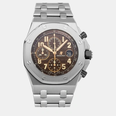 Pre-owned Audemars Piguet Brown Stainless Steel Royal Oak Offshore 26470st.oo.a820cr.01 Automatic Men's Wristwatch 42 Mm