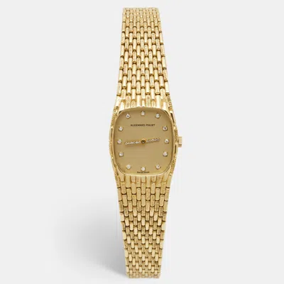 Pre-owned Audemars Piguet Champagne Diamond 18k Yellow Gold Women's Wristwatch 21 Mm