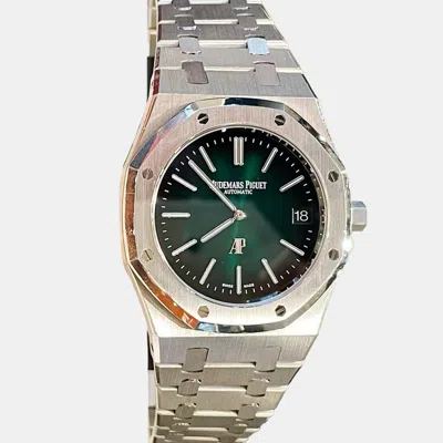 Pre-owned Audemars Piguet Green Platinum Royal Oak 15202pt Automatic Men's Wristwatch 39 Mm