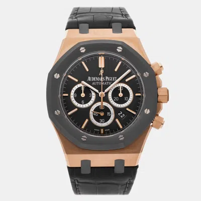 Pre-owned Audemars Piguet Grey 18k Rose Gold Royal Oak Automatic Men's Wristwatch 41 Mm