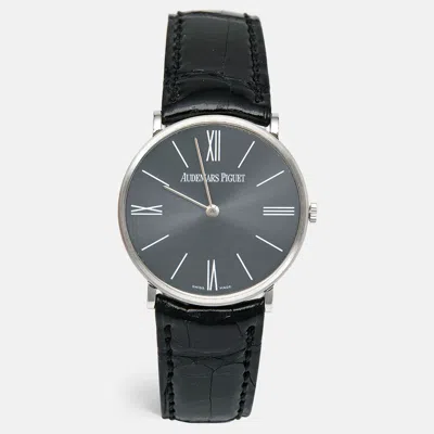 Pre-owned Audemars Piguet Grey Platinum Alligator Leather Jules Audemars 14667pt.oo.a001cr.01 Men's Wristwatch 32 Mm